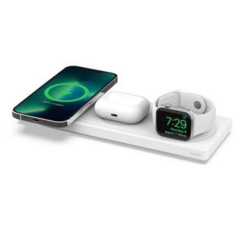 Belkin BOOST CHARGE™ PRO MagSafe 3v1 Bezdrátová nabíjecí podložka pro iPhone/Apple Watch/AirPods, bílá