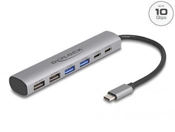 Delock 6 portový rozbočovač USB se 4 x zásuvkami USB Typu-A a se 2 x zásuvkami USB Type-C™