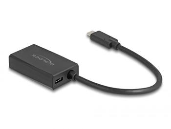 Delock Adaptér ze zásuvku DisplayPort na zástrčky USB Type-C™ (DP Alt Mode), 4K, s PD o výkonu 85 W