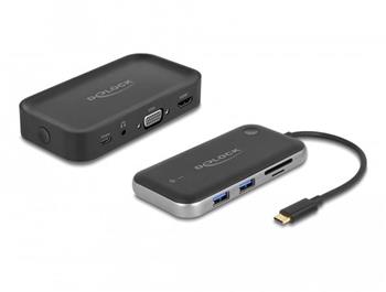 Delock Bezdrátový adaptér displeje USB Type-C™, Full HD - HDMI + VGA s čtečkou karet a USB rozbočovačem