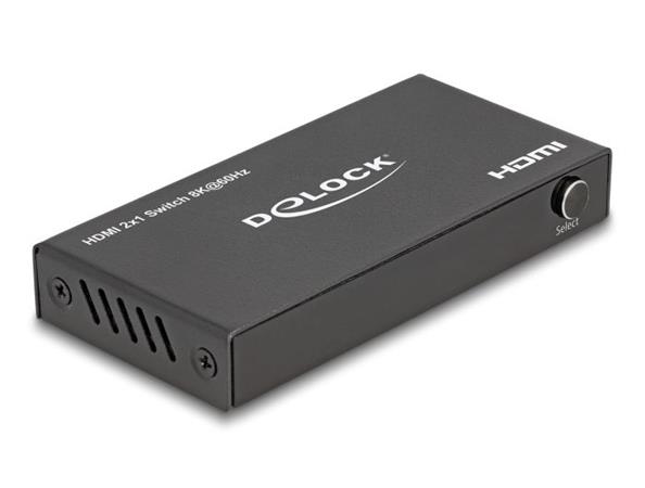 Delock HDMI Switch 2 x vstupní porty HDMI na 1 x výstupní port HDMI, 8K 60 Hz