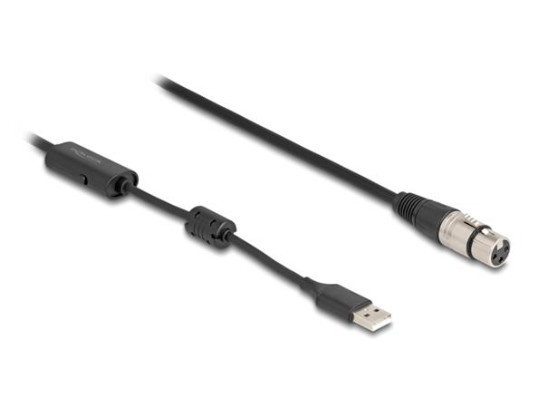 Delock Kabel audio převodníku s vysokým rozlišením, ze třípinového XLR analogový na USB Typ-A digitální, 3 m
