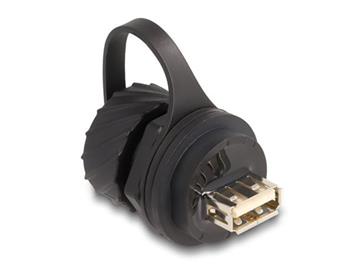 Delock Kabelový konektor USB 2.0 Typ-B ze zásuvky na zásuvku USB 2.0 Typ-A k instalaci s bajonetem ochrannou krytkou