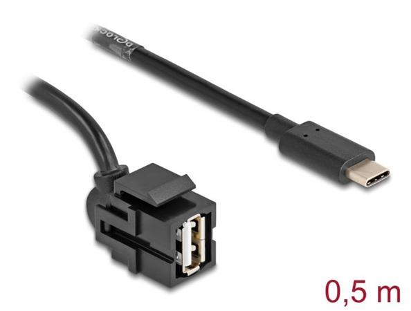 Delock Keystone modul USB 2.0 A samice > USB Type-C™ samec 250° s kabelem 0,5 m