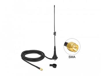 Delock LPWAN 868 MHz Anténa SMA samec 4,5 dBi všesměrová pevná s připojovací kabel RG-58 C/U 2,5 m venkovní černý