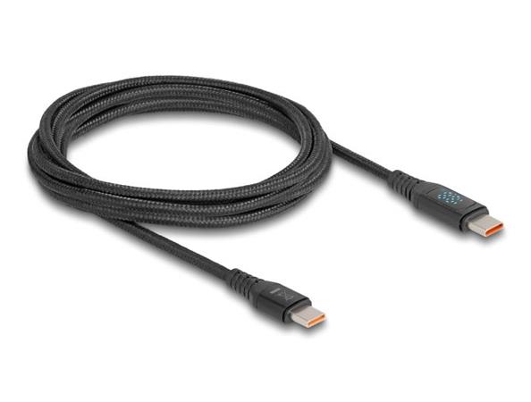 Delock Rychlonabíjecí kabel USB 2.0 ze zástrčkového rozhraní USB Type-C™ na zástrčkové rozhraní PD 3.1, 140 W, s indikací výkonu