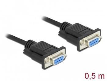 Delock Serial Cable RS-232 D-Sub 9 female to female null modem with narrow plug housing - Full Handshaking - 0.5 m