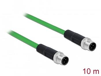 Delock Síťový kabel M12, 4 pin, s kódováním D, samec na samec, TPU, 10 m