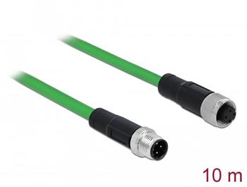 Delock Síťový kabel M12, 4 pin, s kódováním D, samec na samice, TPU, 10 m
