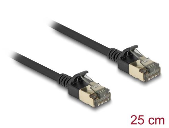 Delock Síťový kabel RJ45 Cat.8.1, F/FTP Slim Pro, 0,25 m, černý