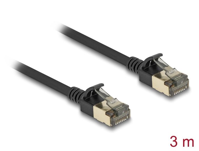 Delock Síťový kabel RJ45 Cat.8.1, F/FTP Slim Pro, 3 m, černý