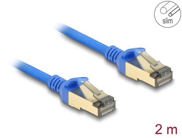 Delock Síťový kabel RJ45, Cat.8.1, F/FTP, tenký, 2 m, modrý