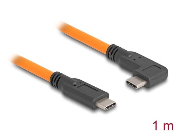 Delock USB 5 Gbps kabel, ze zástrčky USB Type-C™ na zástrčku USB Type-C™, pravoúhlý, 90°, k focení s tetheringem, 1 m, oranžový