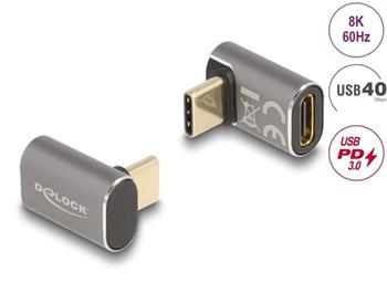 Delock USB Adaptér 40 Gbps USB Type-C™ PD 3.0 100 W samec na samice pravoúhlý 8K 60 Hz kovová