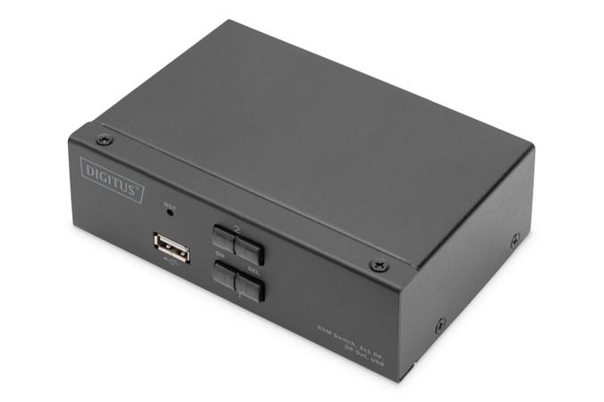 DIGITUS DS-12851 KVM Switch, 2x DP in, DP Out, 2x USB B, 4K @ 60 Hz, černá
