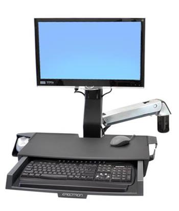 ERGOTRON StyleView® Sit-Stand Combo Arm s prac. plochou,nástěnný držák do lišty LCD, klávesnice+ myš,sklopný,černý
