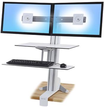 ERGOTRON WorkFit-S, Dual Monitor with Worksurface+ (bílý),stolní držák pro dva monitory , kláv.+myš.,okl. plocha