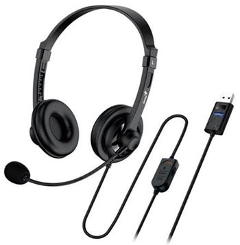 Genius headset - HS-230U, sluchátka s mikrofonem, náhlavní, drátový, s mikrofonem, ovládání hlasitosti, USB, černý