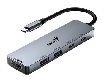 Genius UH-500 Dokovací stanice, USB-C, 1× HDMI, 2× USB 3.0, 2× USB-C, Power Delivery 100W, 15cm, šedá