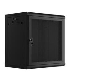 LANBERG Nástěnná jednodílná skříň 19", 12U/600x450, (v rozloženém stavu), perforované dveře, černá (RAL9004)