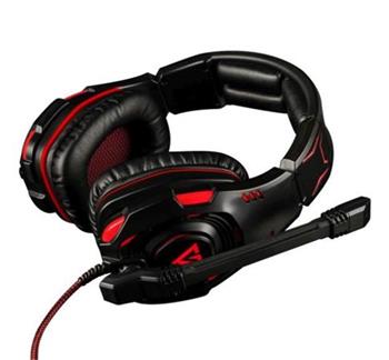 Modecom VOLCANO GHOST headset, herní sluchátka s mikrofonem, 2,2m kabel, USB 2.0, černá/červené podsvícení
