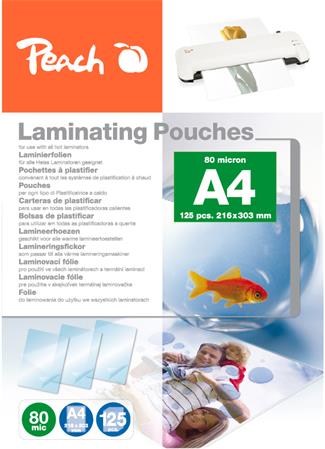 PEACH laminovací folie A4 (216x303mm), 80mic, lesklé, 100 ks + 25ks zdarma