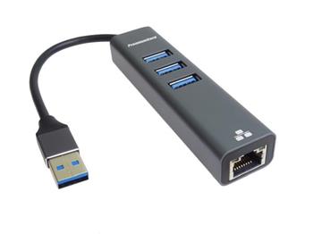 PremiumCord adaptér USB3.0 -> LAN RJ45 ETHERNET 10/100/1000 MBIT + 3x USB3.0 port