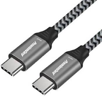 PremiumCord USB-C kabel ( USB 3.2 GEN 2, 3A, 60W, 20Gbit/s ) bavlněný oplet, 1m