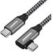 PremiumCord USB-C zahnutý kabel ( USB 3.2 GEN 2x2, 5A, 100W, 20Gbit/s ) 1m hliníkové krytky konektorů, bavlněný oplet