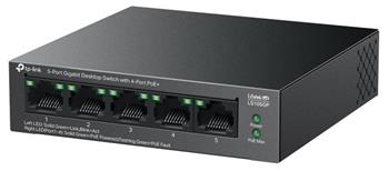 TP-Link LS105GP Switch 1x GLAN, 4x GLAN s PoE+, 65W