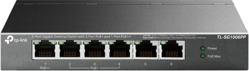 TP-Link TL-SG1006PP Switch 2x GLAN, 3x GLAN s PoE+, 1x GLAN s PoE++