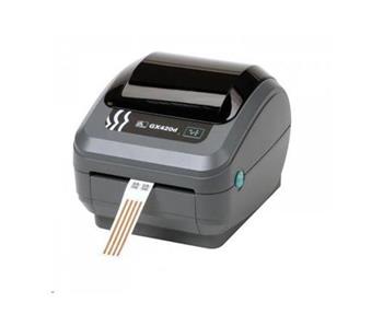 Zebra DT Printer GX420d; 203dpi, EU and UK Cords, EPL2, ZPL II, USB, Serial, Ethernet, Dispenser (Peeler)